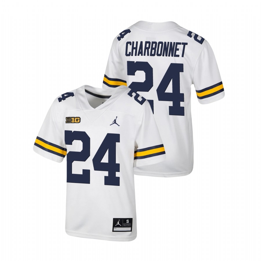 Michigan Wolverines Youth NCAA Zach Charbonnet #24 White Untouchable College Football Jersey MLZ0349IH